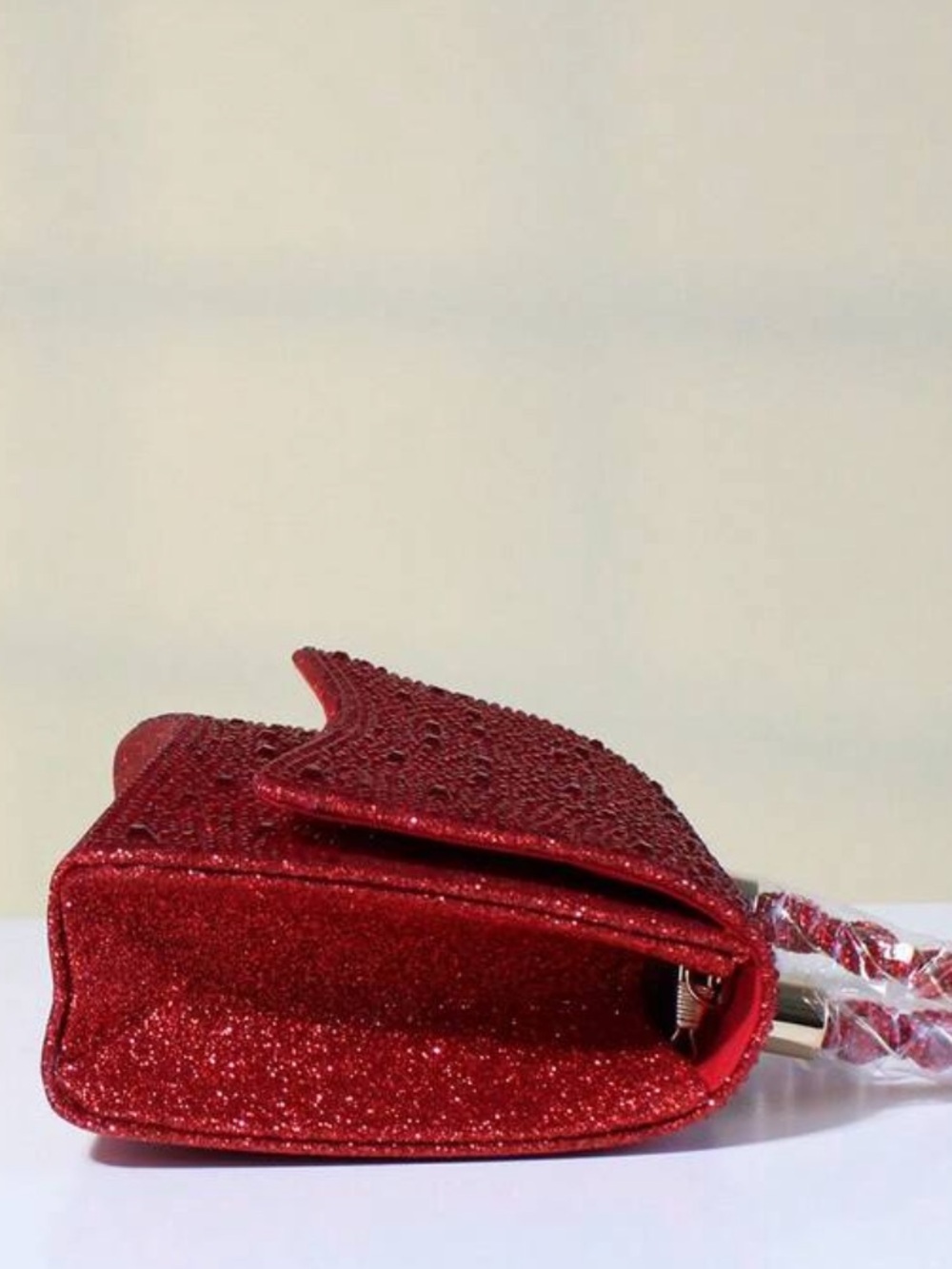 Elegant Sequin Top-Handle Bag in Fuchsia Pink - Picture 12 of 16